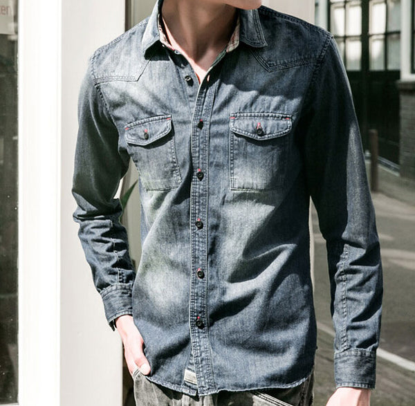 Hustle Men's Denim Shirt - Everyday Casual