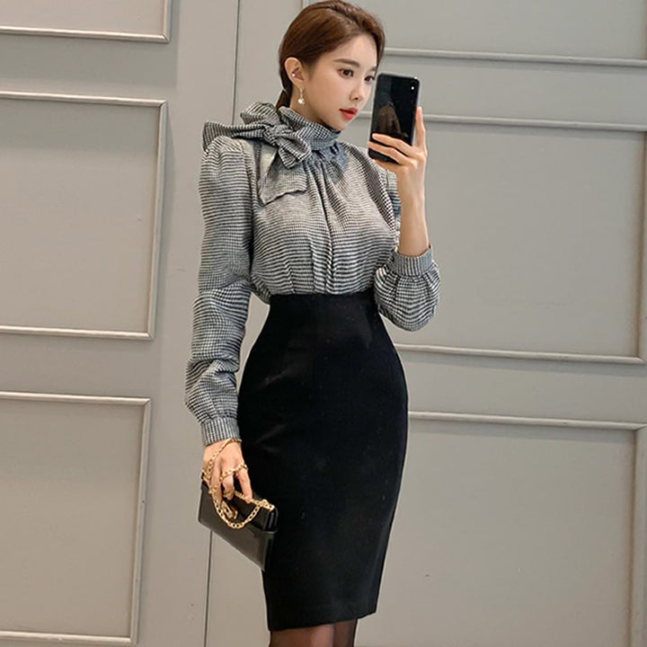 Women's Spring Polyester Puff-Sleeved Two-Piece Dress | ZORKET Women's Spring Polyester Puff-Sleeved Two-Piece Dress | ZORKET