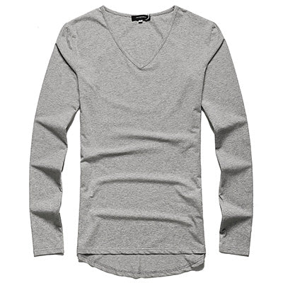 Men's Long Sleeved Deep V-Neck T-Shirt | ZORKET
