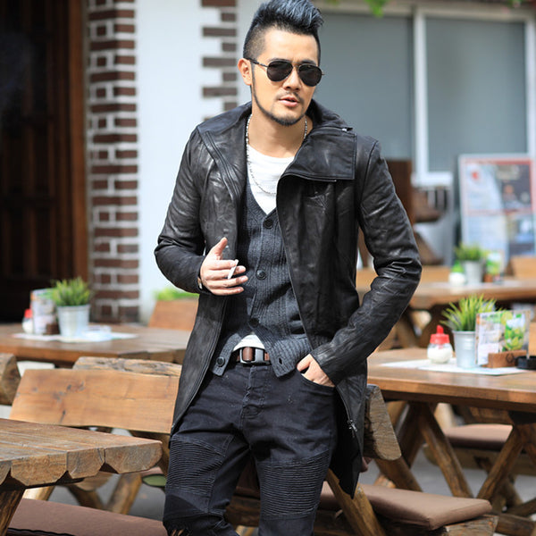 Men's Layer Sheepskin Long Genuine Leather Jacket | ZORKET