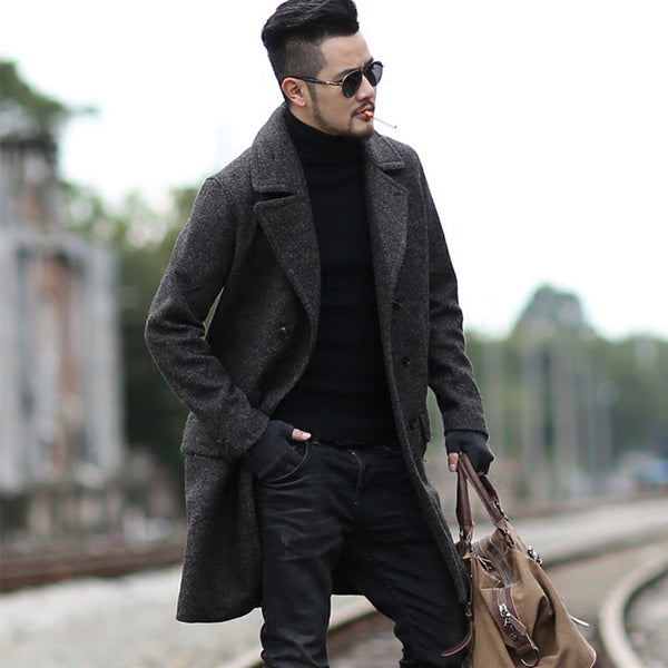 Men's Winter Woolen Double Breasted Long Coat | ZORKET