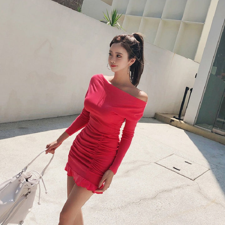 Women's Spring Sheath Long-Sleeved Mini Dress With Ruffles | ZORKET