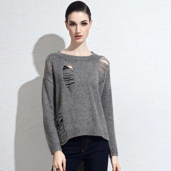 Hollow Out Knitting Sweater With Long Sleeve | Shop Online | Zorket ...