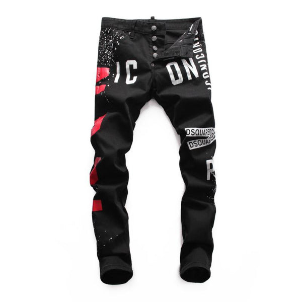Men's Printed Ripped Jeans With Buttons | ZORKET