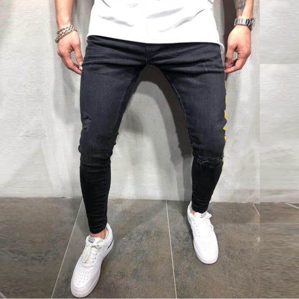 Men's Skinny Ripped Cotton Jeans | ZORKET