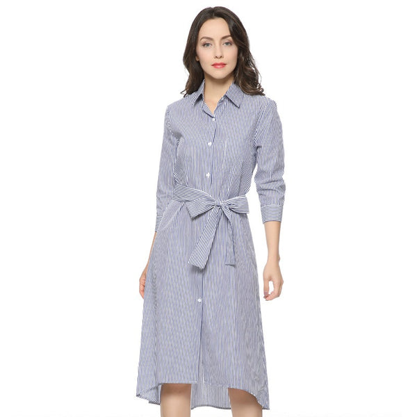 Striped Medium Length Dress With Sashes | Zorket | ZORKET