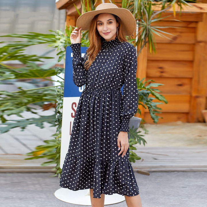 Women Spring Chiffon Dress With Polka Dot Print | ZORKET | ZORKET Women Spring Chiffon Dress With Polka Dot Print | ZORKET | ZORKET