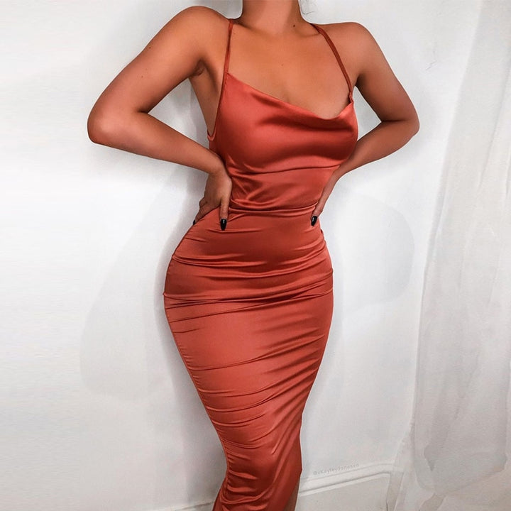 Women's Summer Silk Backless Long Dress | ZORKET | ZORKET Women's Summer Silk Backless Long Dress | ZORKET | ZORKET