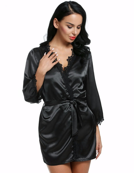 Women's Casual Night Robe with Lace | Women's Nightgowns | ZORKET.COM ...