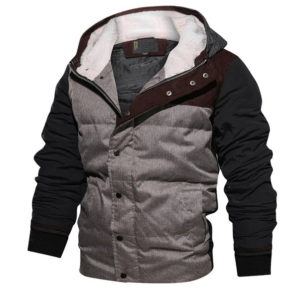 Men's Winter Warm Thermal Cotton-Padded Down Bomber With Knitted Hood ...