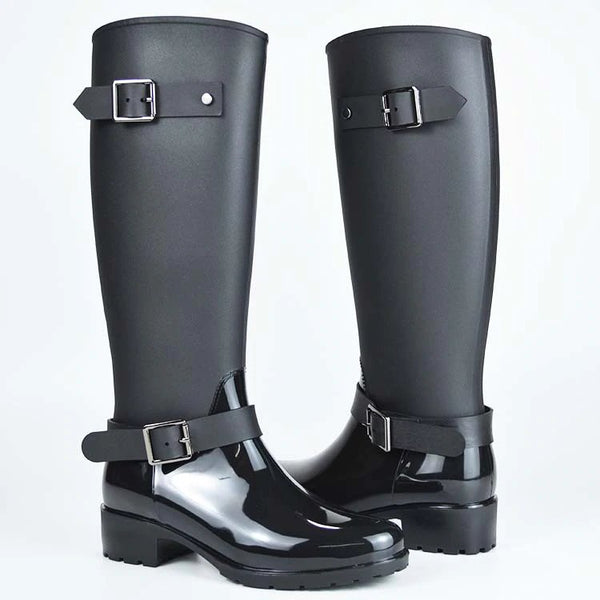 rubber boots with buckles