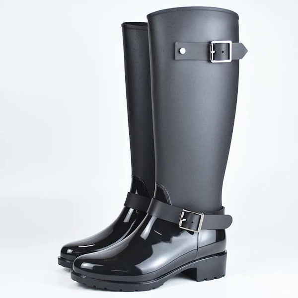 rubber boots with buckles