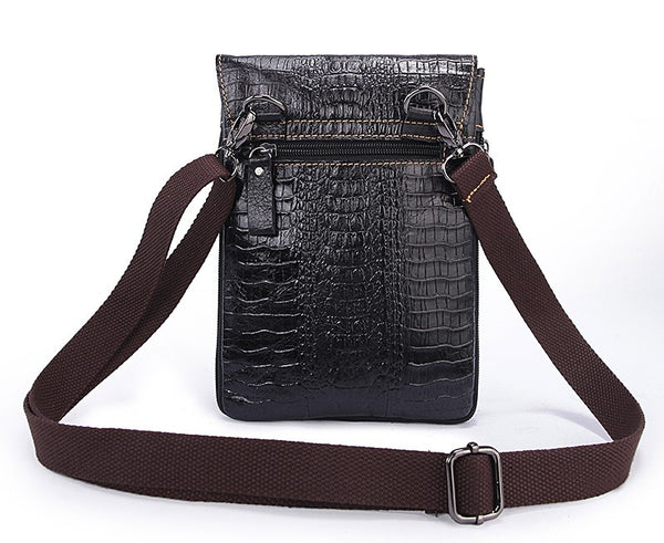 Genuine Leather Men's Shoulder Bag With Alligator Pattern | ZORKET
