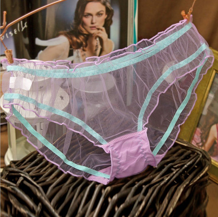 CUTIEBABY】 Womens Panties Mesh Sheer Thong Ultra-thin Underwear See Through  Knicker Briefs
