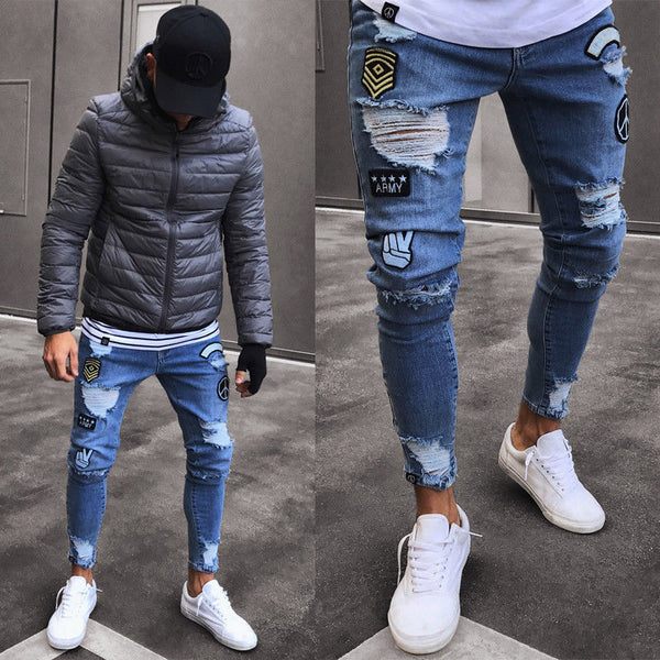 Men's Spring Denim Trousers | Fashion Ripped Pants | Skinny Jeans | ZORKET