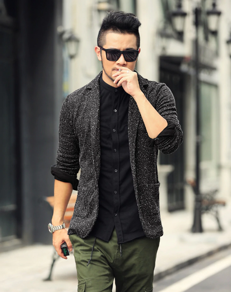 Men's Winter Woolen Vintage Blazer | Male Casual Knit Suit Jacket | ZORKET