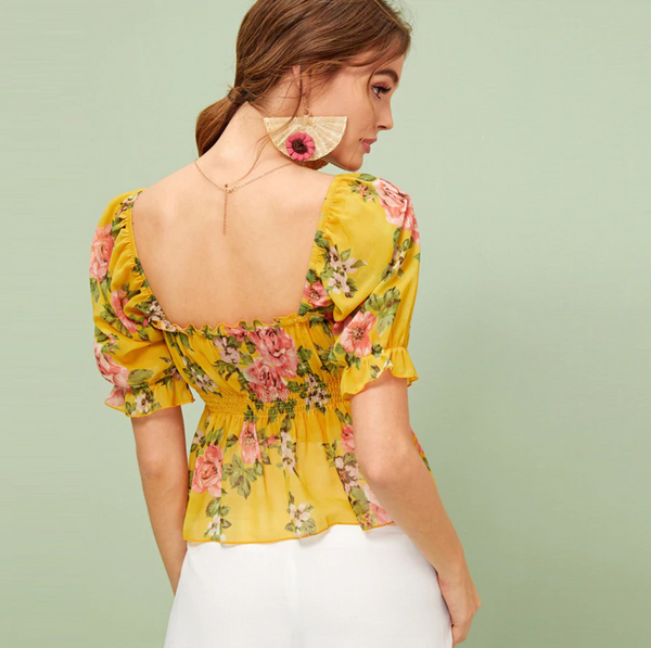 Women's Summer Ruffle Top With Floral Print | ZORKET | ZORKET