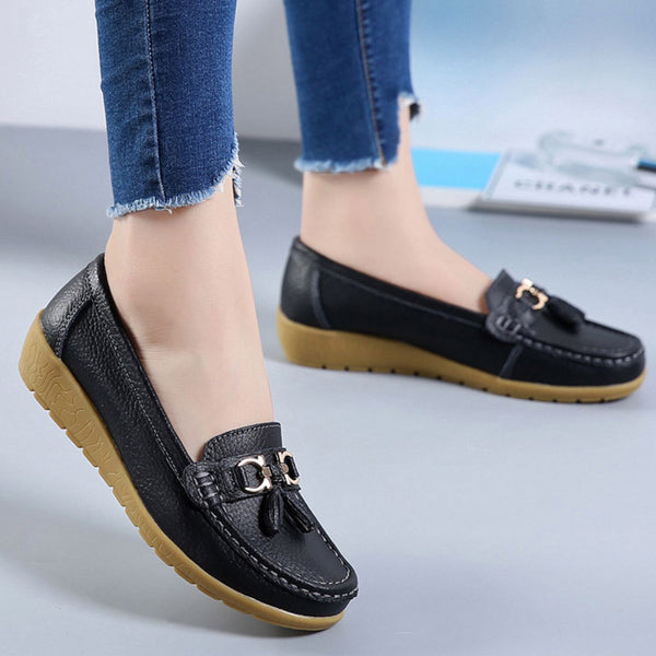 Women's Spring Genuine Leather Shoes | Female Fashion Casual Loafers ...