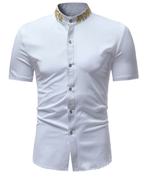 Men's Casual Short Sleeved Cotton Shirt With Stand Collar | ZORKET | ZORKET