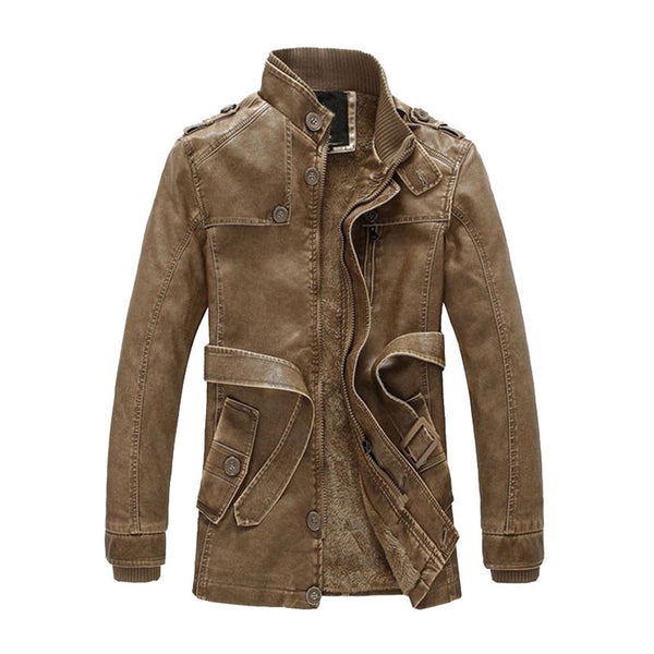 Autumn & Winter Men's PU Leather Thick Warm Coat | ZORKET
