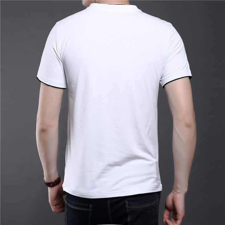 Men's Solid Color Short Sleeve V-Neck T-Shirt | ZORKET
