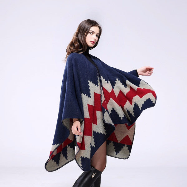Women's Winter Thicken Cashmere Blanket Poncho | ZORKET