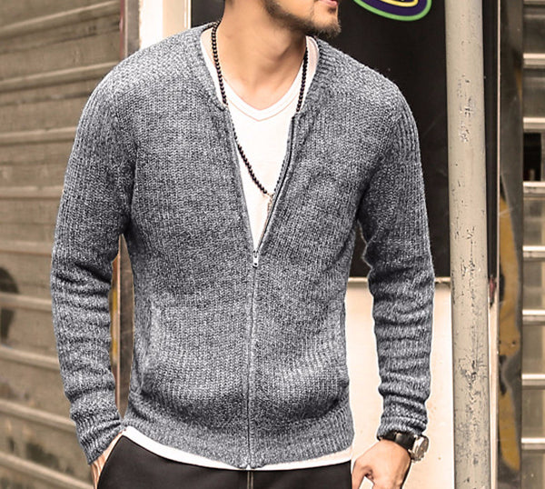 Men's Cotton Casual Zipped Cardigan Sweater | ZORKET
