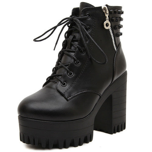 Spring And Autumn Women's Platform High-Heeled Boots | ZORKET