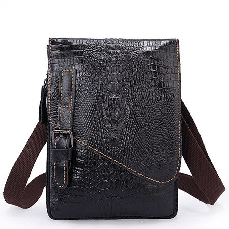 Genuine Leather Men's Shoulder Bag With Alligator Pattern | ZORKET